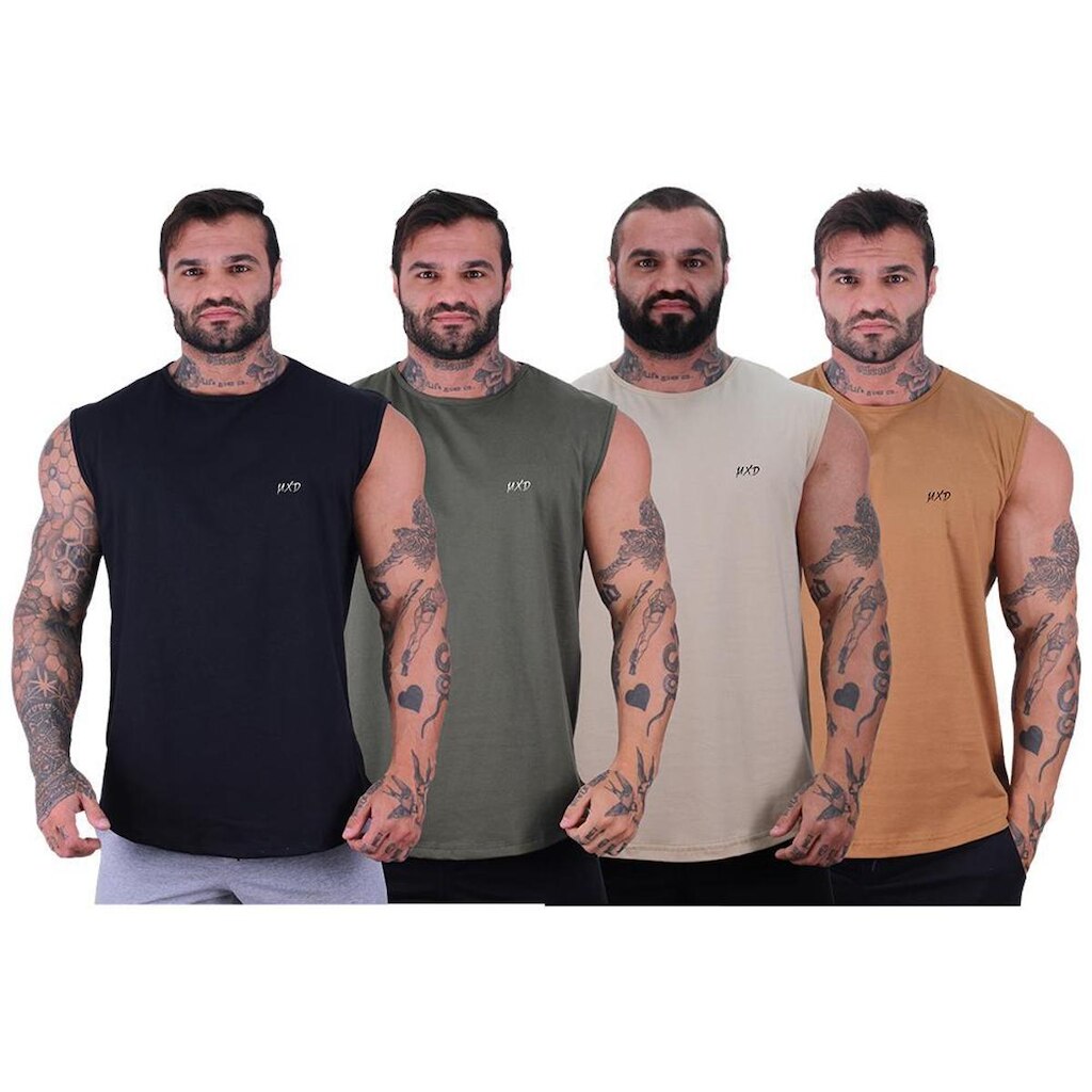 Kit 4 Regata Machão Longline Estilo Básico MXDConceito Grife
