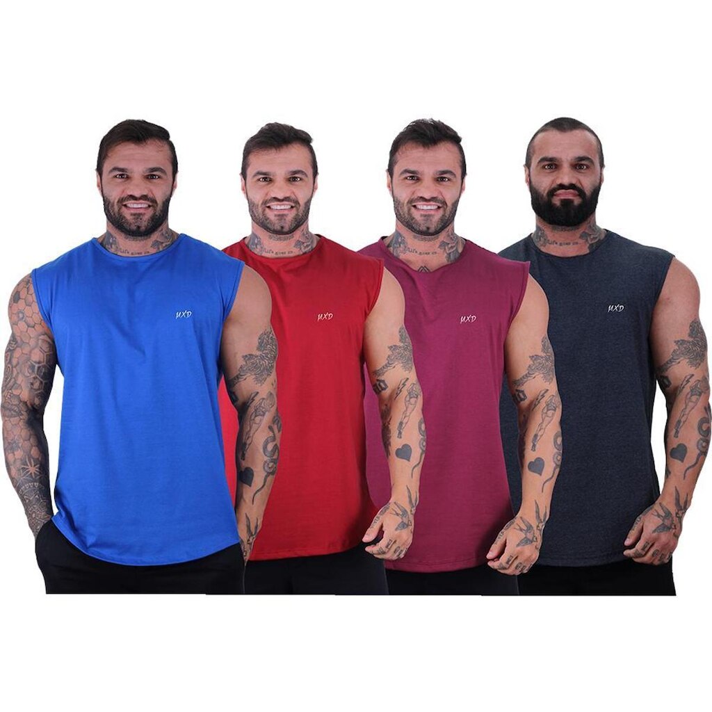 Kit 4 Regata Machão Longline Estilo Básico MXDConceito Grife