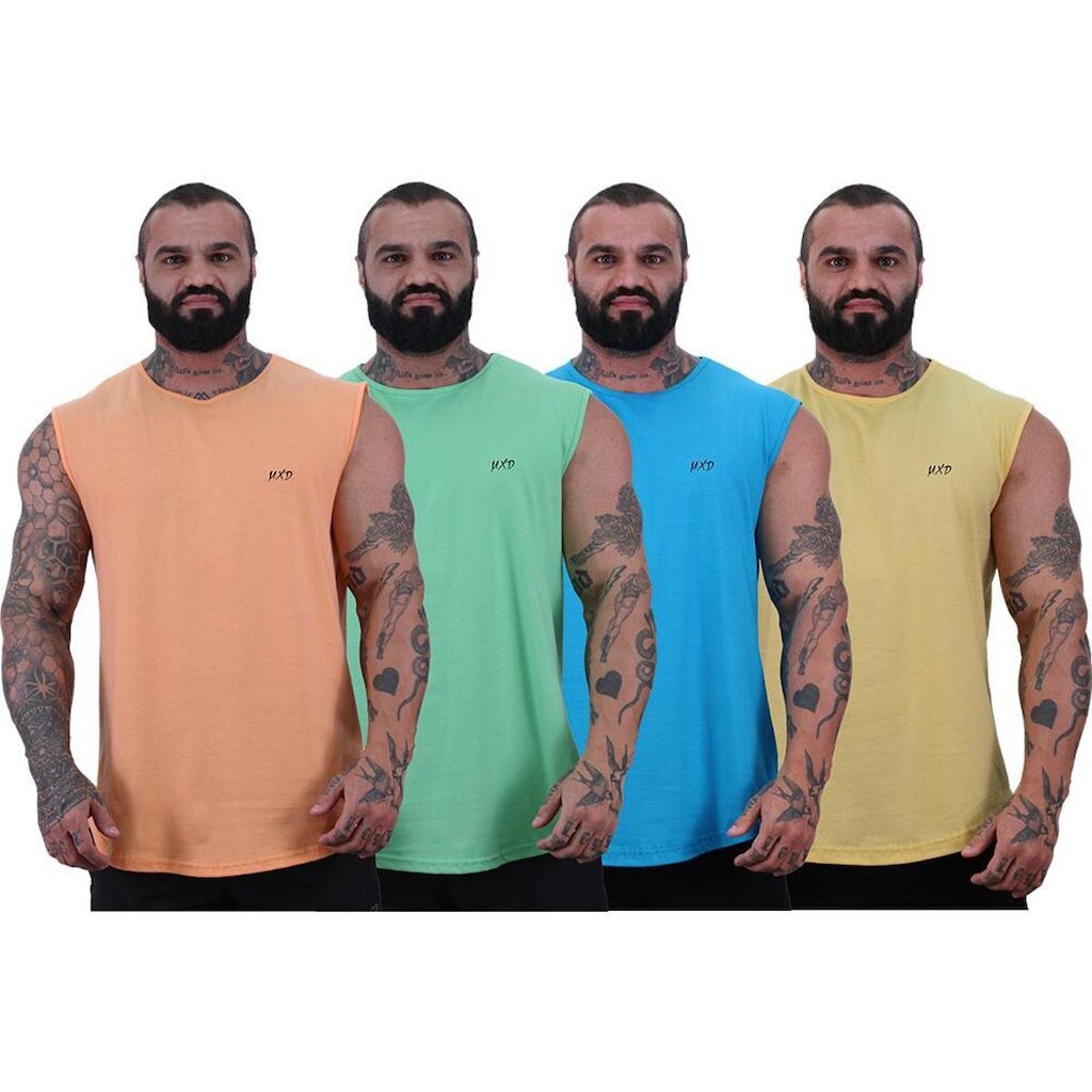 Kit 4 Regata Machão Longline Estilo Básico MXDConceito Grife