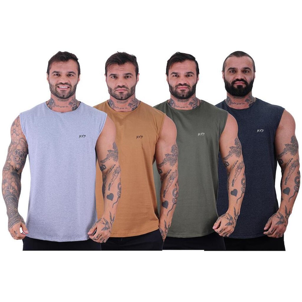 Kit 4 Regata Machão Longline Estilo Básico MXDConceito Grife