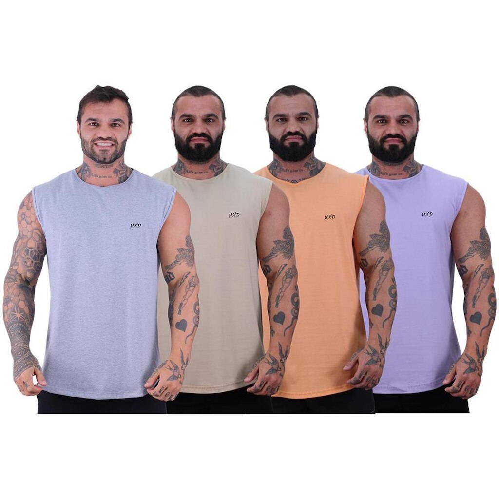 Kit 4 Regata Machão Longline Estilo Básico MXDConceito Grife