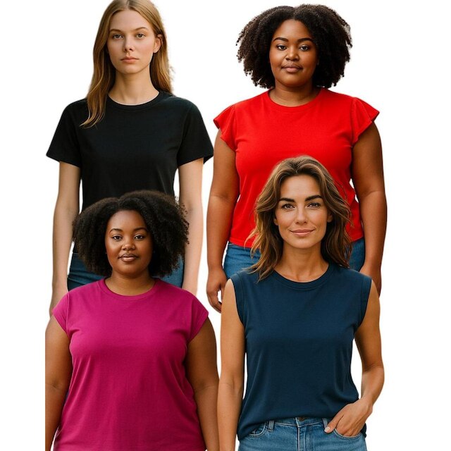 Kit 4 Regata Muscle Tee Blusa Feminina Básica Confortável