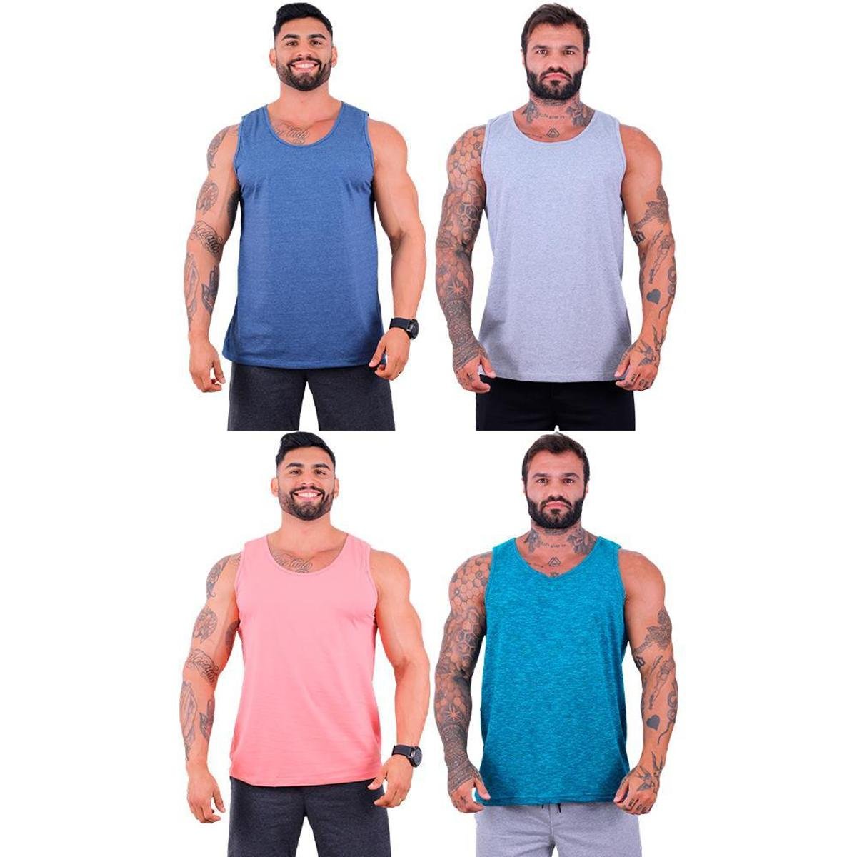 Kit 4 Regatas Clássicas MXD Conceito Slim Cores Básicas e Mescladas Lisas Menor preço em Kit 4 Regatas Clássicas MXD Conceito Slim Cores Básicas e Mescladas Lisas