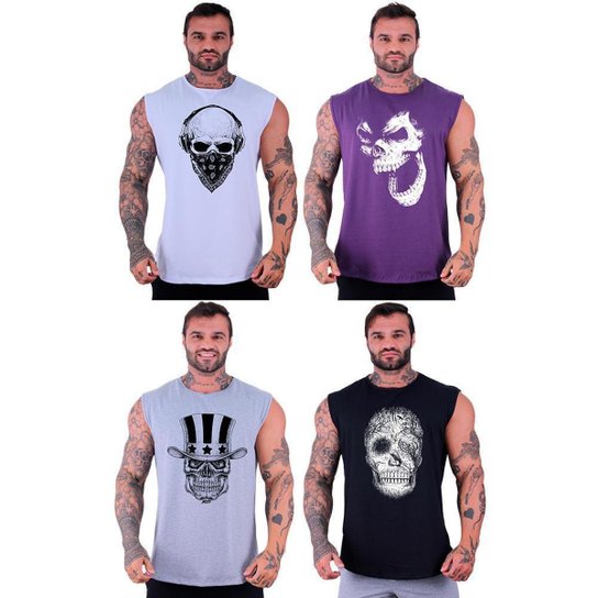 Kit 4 Regatas Longline Machão Masculina MXD Conceito Sport Fitness Academia Musculação - Branco+Roxo é ruim? Kit 4 Regatas Longline Machão Masculina MXD Conceito Sport Fitness Academia Musculação - Branco+Roxo é boa?
