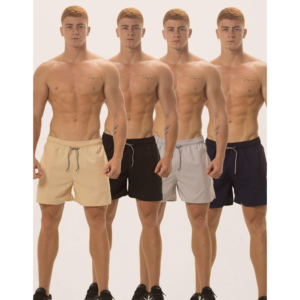 Kit 4 Short Masculino Tactel Elastano Bermuda Praia Academia