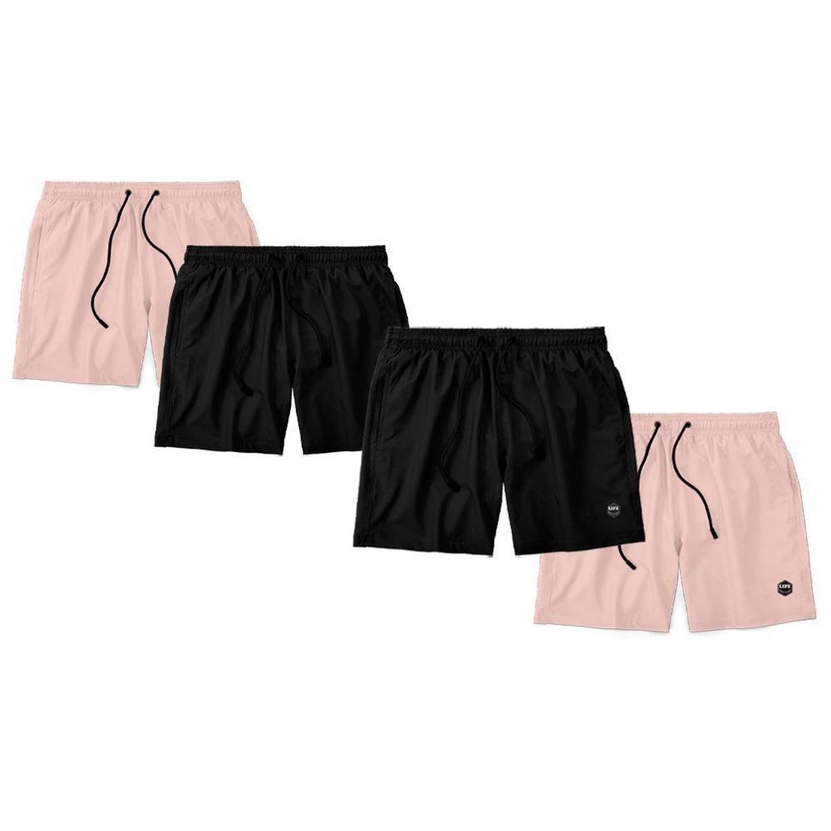 Kit 4 Shorts Bermuda Básico Mauricinho Tactel Masculino