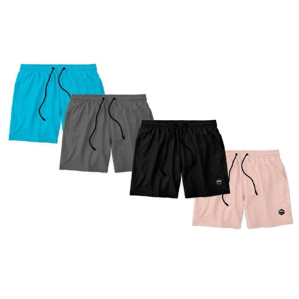 Kit 4 Shorts Bermuda Masculino Básico Mauricinho Tactel