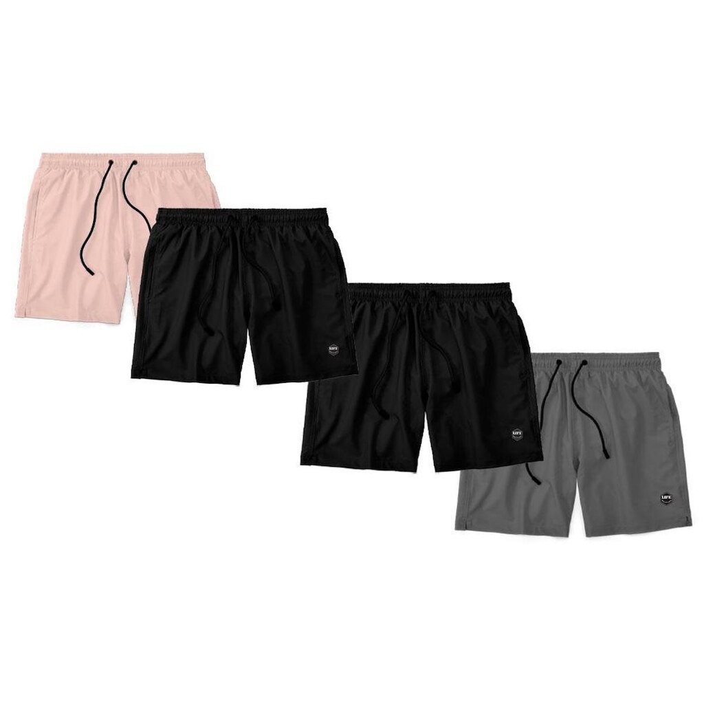 Kit 4 Shorts Bermuda Masculino Básico Mauricinho Tactel