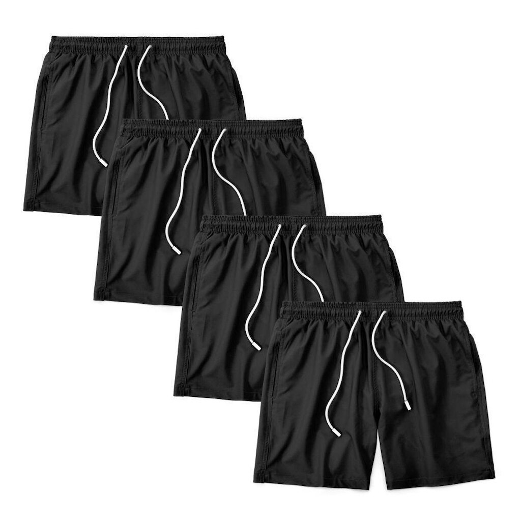 Kit 4 Shorts Bermuda Masculino Tactel Liso Praia Academia