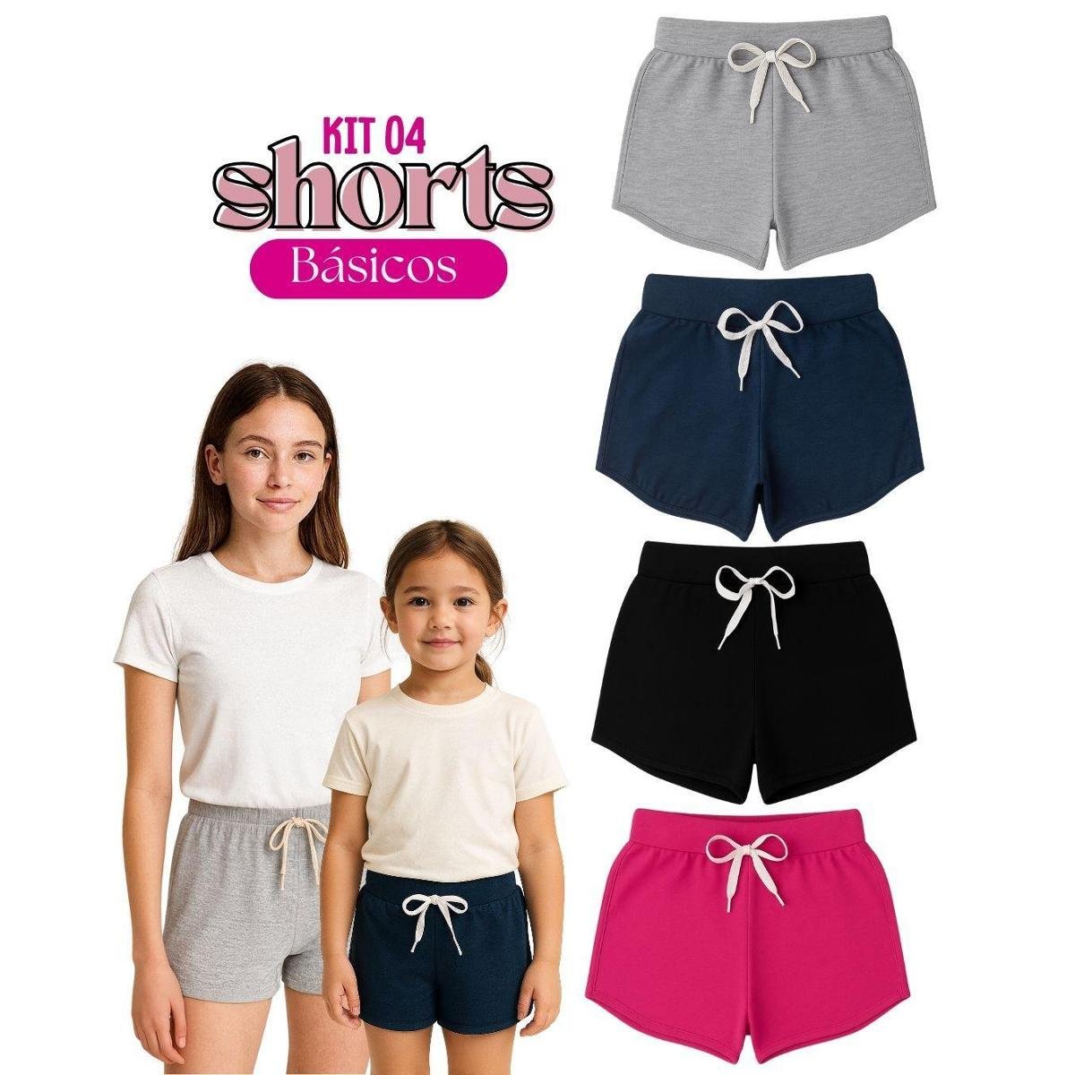 Kit 4 Shorts Infantil Juvenil Menina Algodão + Cotton Roupa Feminina Criança Bermuda Verão 04-16 Menor preço em Kit 4 Shorts Infantil Juvenil Menina Algodão + Cotton Roupa Feminina Criança Bermuda Verão 04-16