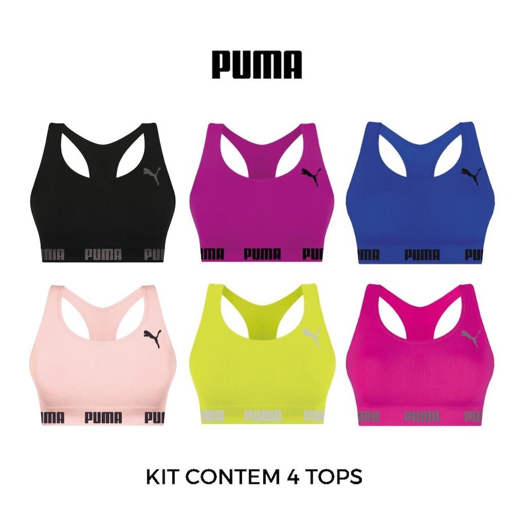 Kit 4 Tops Sem Costura Com Busto Anatômico Costas Nadador