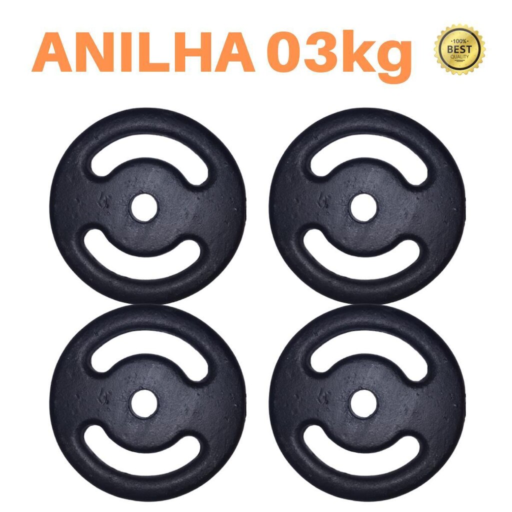 Kit 4 X Anilhas Super Premium De 3kg Ferro Pintada