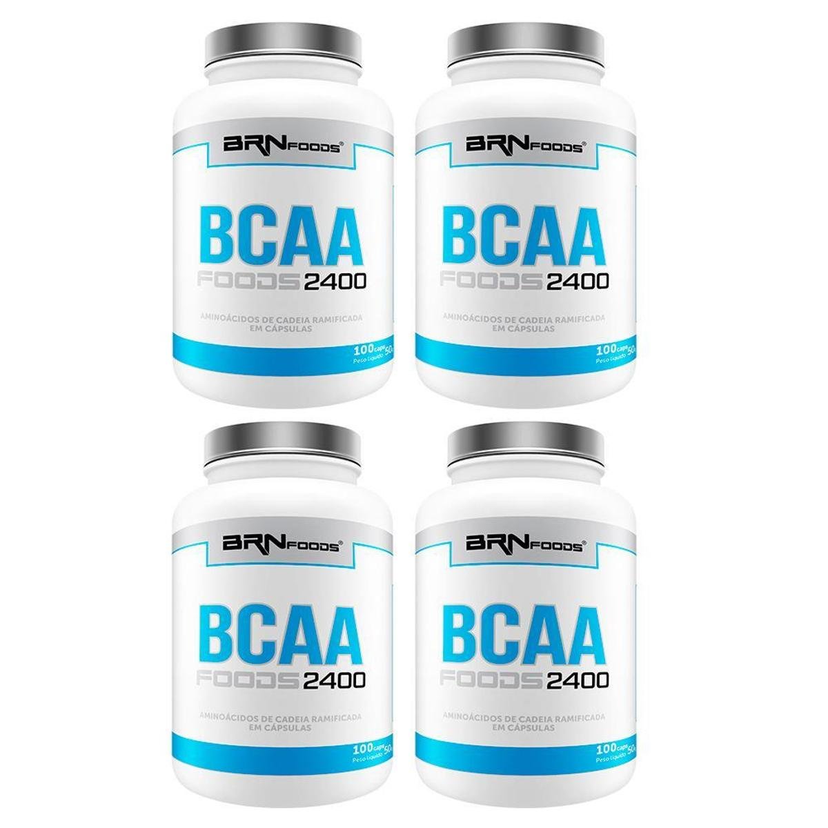 Kit 4x BCAA 2400 100 cáps BRN Foods