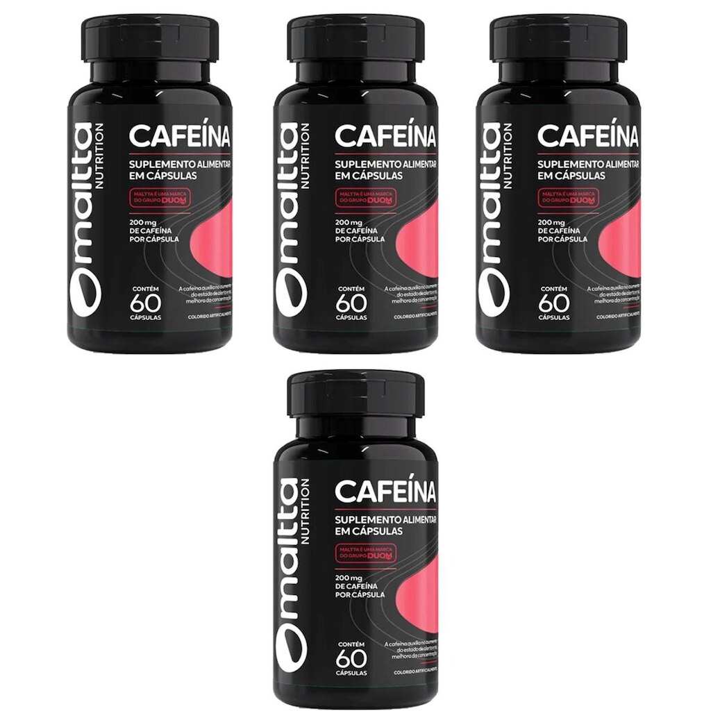Kit 4x Cafeína 200mg 4x60 Cápsulas Maltta