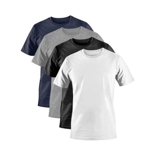 Kit 4x Camiseta Dez Dez Básicas Premium Masculina - Branco+Cinza Menor preço em Kit 4x Camiseta Dez Dez Básicas Premium Masculina - Branco+Cinza