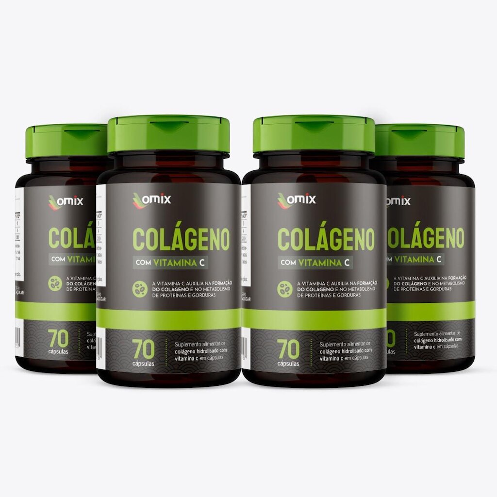 Kit 4x - Colageno + Vit. C - 70 cápsulas - Omix