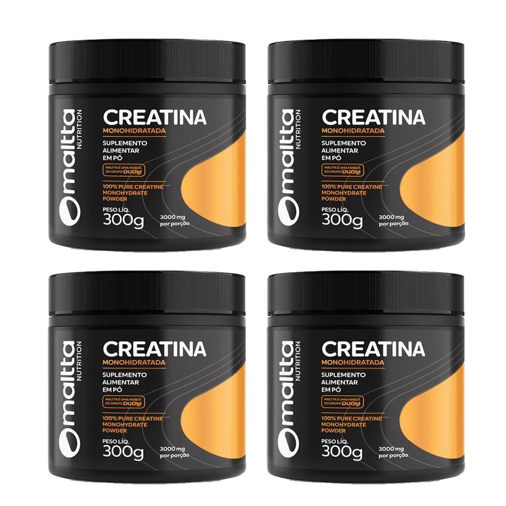 Kit 4x Creatina Monohidratada em pó Sem sabor 4x300g Maltta