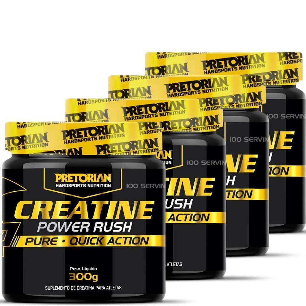 Kit 4x Creatina Power Rush 300g - Pretorian