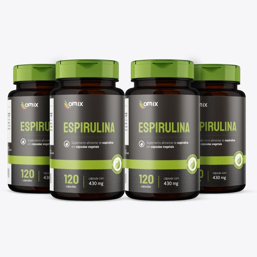 Kit 4x - Espirulina - 120 cápsulas - Omix