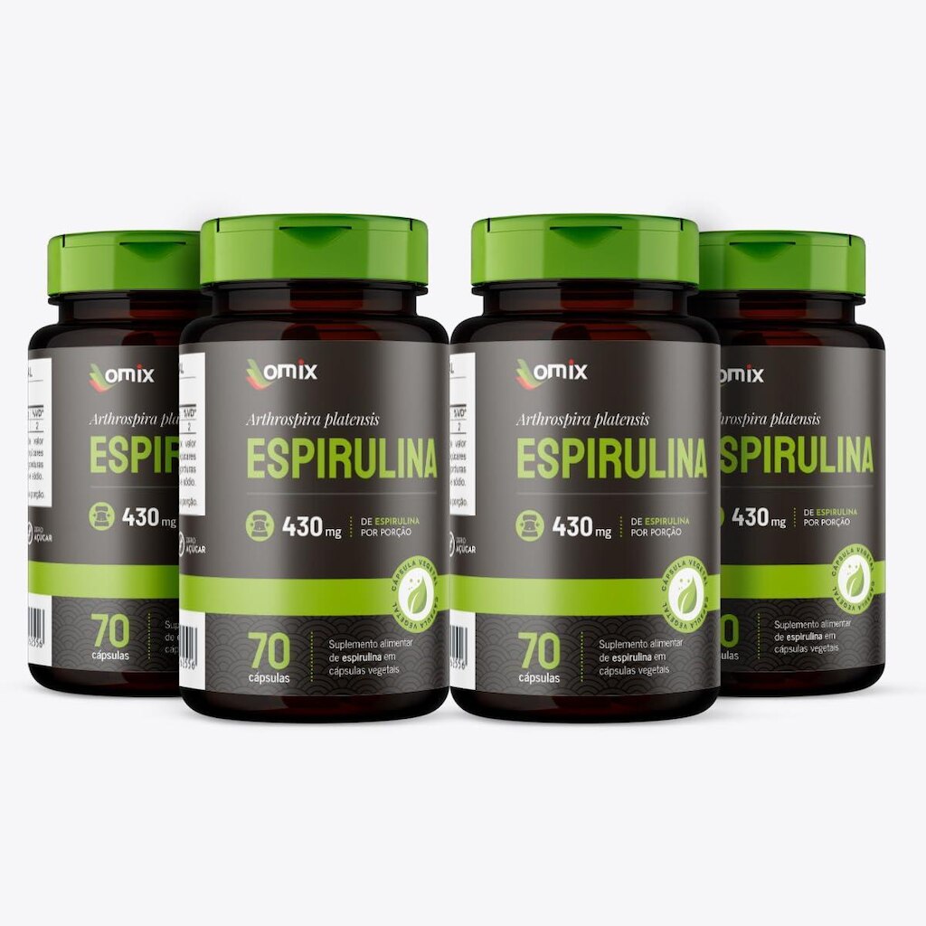 Kit 4x - Espirulina - 70 cápsulas - Omix