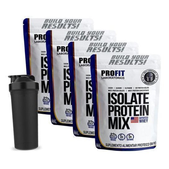 Kit 4x Isolate Protein Mix Refil 900g + Coqueteleira - Profit Labs é ruim? Kit 4x Isolate Protein Mix Refil 900g + Coqueteleira - Profit Labs é boa?