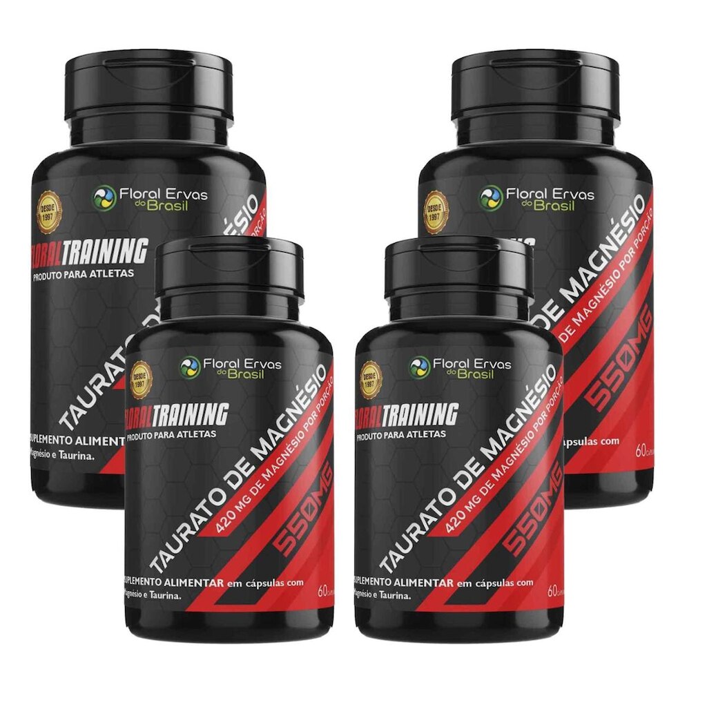 Kit 4x Magnésio Taurato 420mg 4x60 Cápsulas Floral Ervas