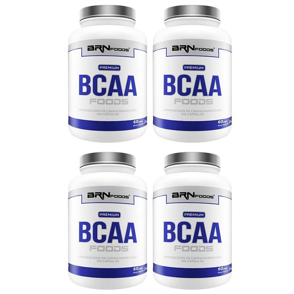 Kit 4x PREMIUM BCAA 60 cáps – BRN Foods