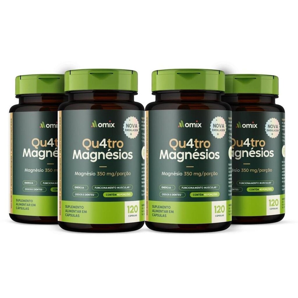 Kit 4x - Quatro Magnésios - 120 cápsulas - Omix