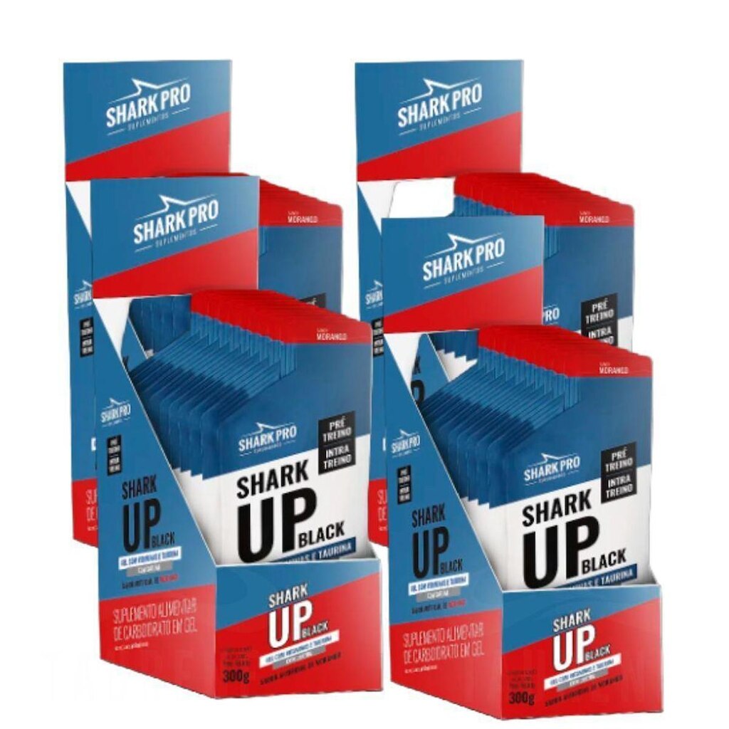 Kit 4x Shark Up Black Gel Morango 10 Un - Shark Pro
