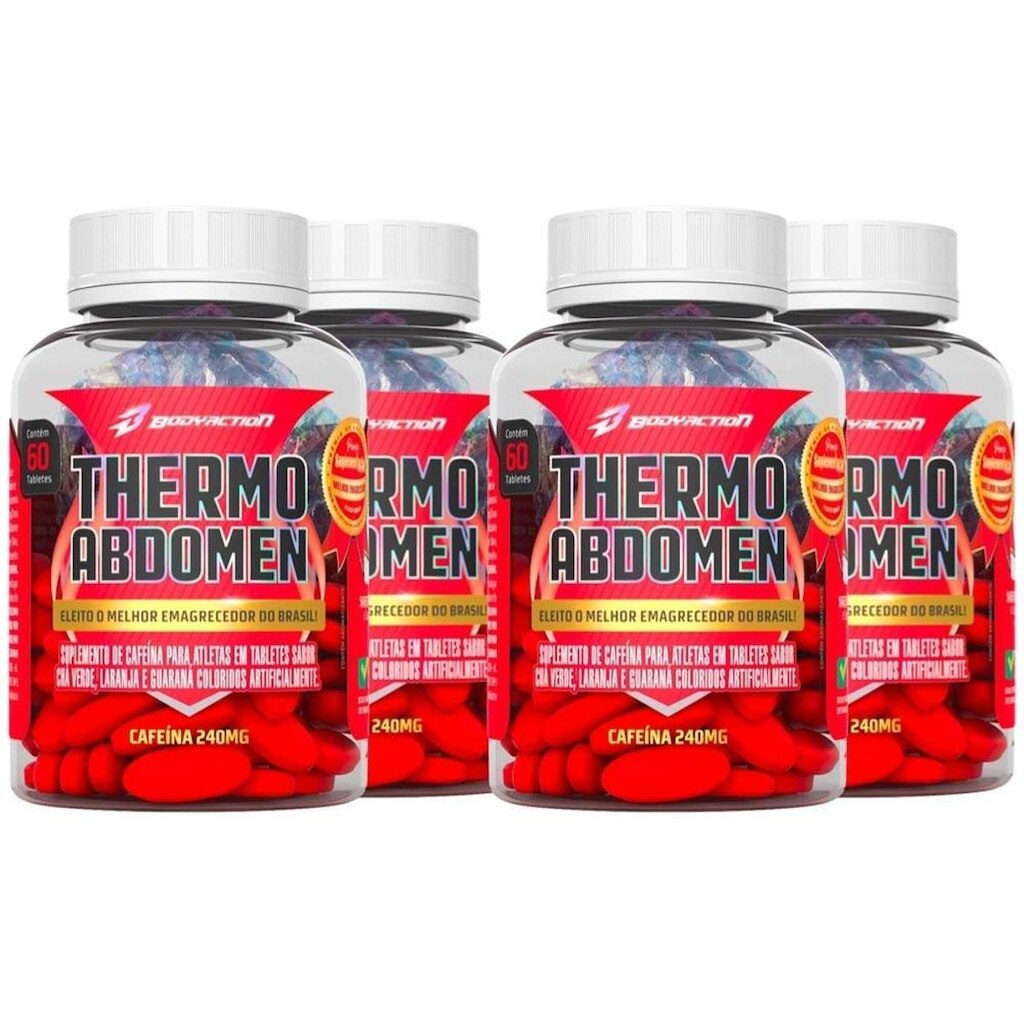 Kit 4x Thermo Abdomen Emagrece com 60 tabletes Bodyaction