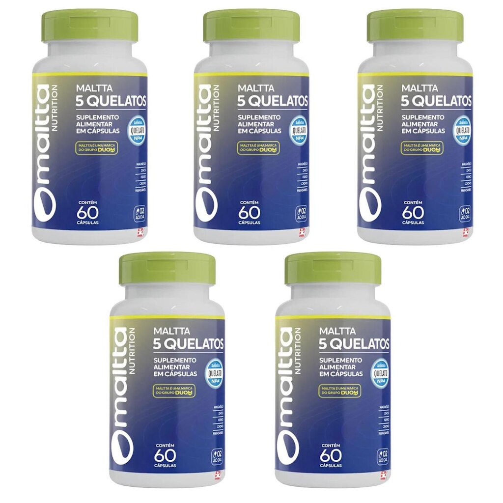 Kit 5 5 Quelatos 5x60 cápsulas Maltta Nutrition