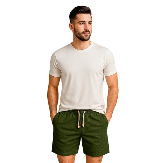 Kit 5 Bermudas Masculinas em Linho Premium Short com Ajuste na Cintura