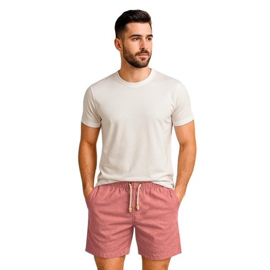 Kit 5 Bermudas Masculinas em Linho Premium Short com Ajuste na Cintura