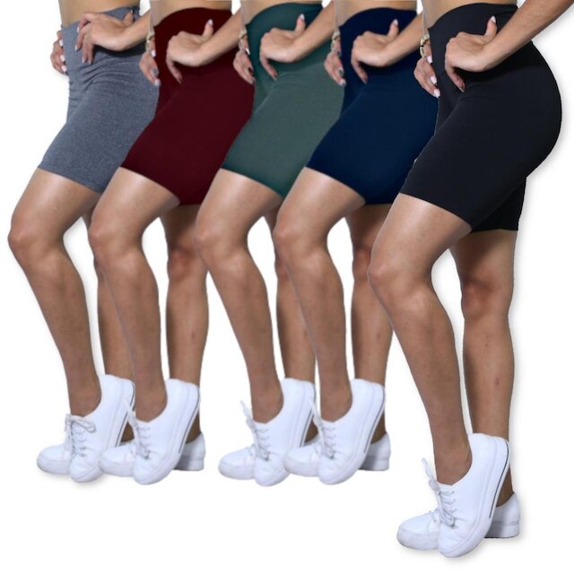 Kit 5 Bermudas Plus Size Heide Ribeiro Leg Basic Academia