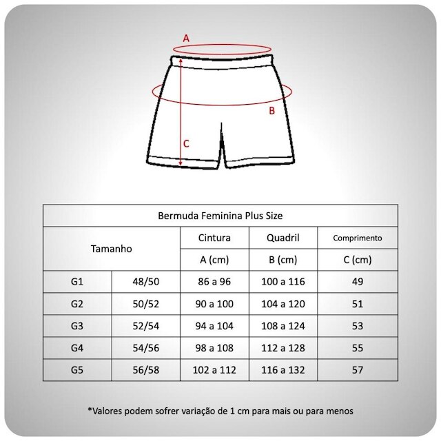 Kit 5 Bermudas Plus Size Heide Ribeiro Leg Basic Academia