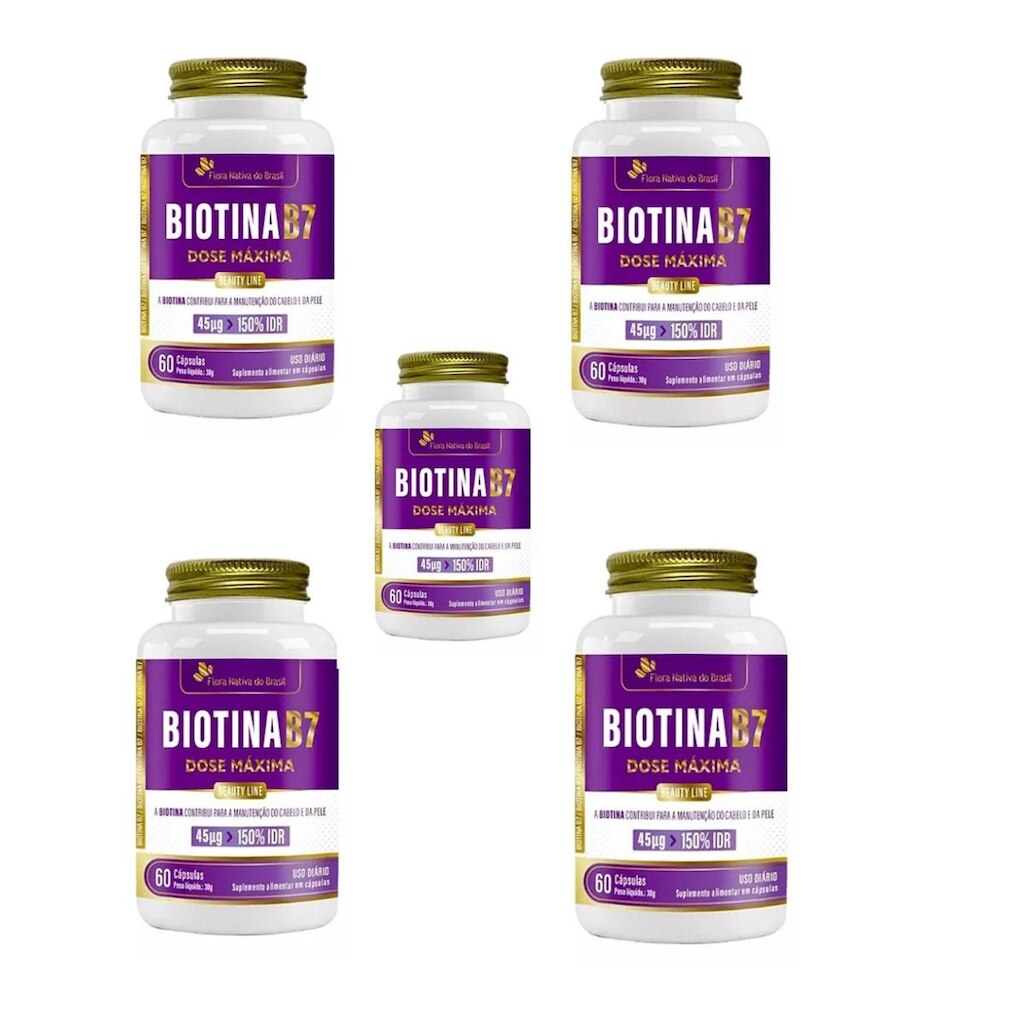 Kit 5 Biotina B7 45ug 5x60 cps Flora Nativa