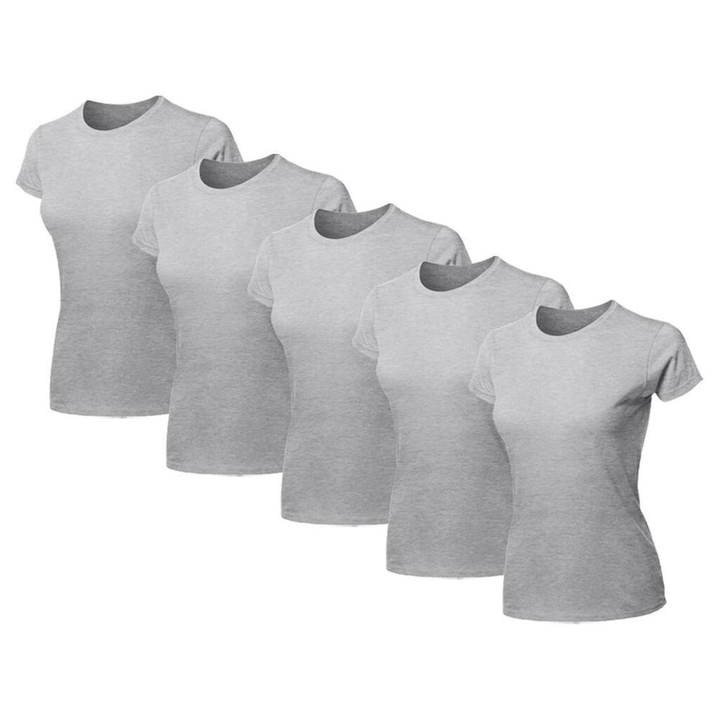 Kit 5 Blusas Feminina Camiseta Lisa Básica Algodão Baby Look