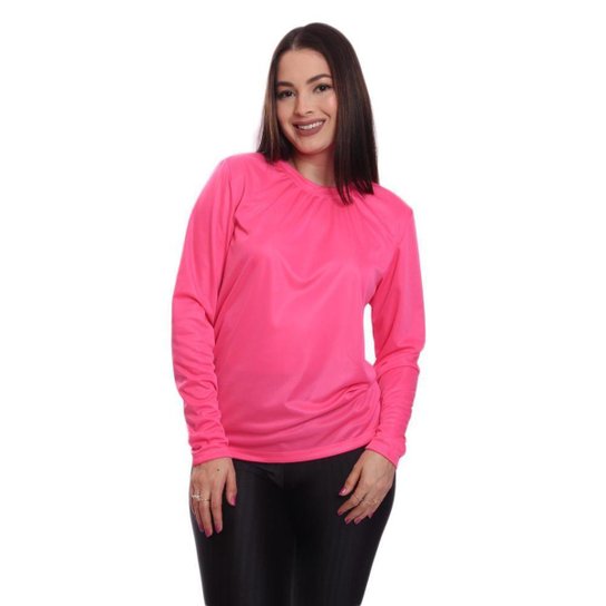 Kit 5 Blusas Feminina Dry Academia Camiseta Segunda Pele Manga Longa Proteção Solar UV