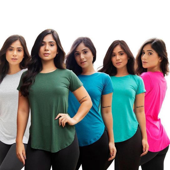 Kit 5 Blusas Femininas Sobreleg Tapa Bumbum Academia - Sortido Menor preço em Kit 5 Blusas Femininas Sobreleg Tapa Bumbum Academia - Sortido