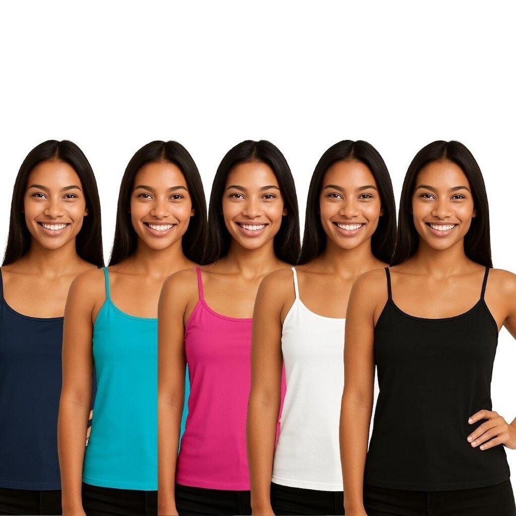 Kit 5 Blusas Regata Feminina de Alcinha Lisa Básica Leve Casual Dia a Dia Verão
