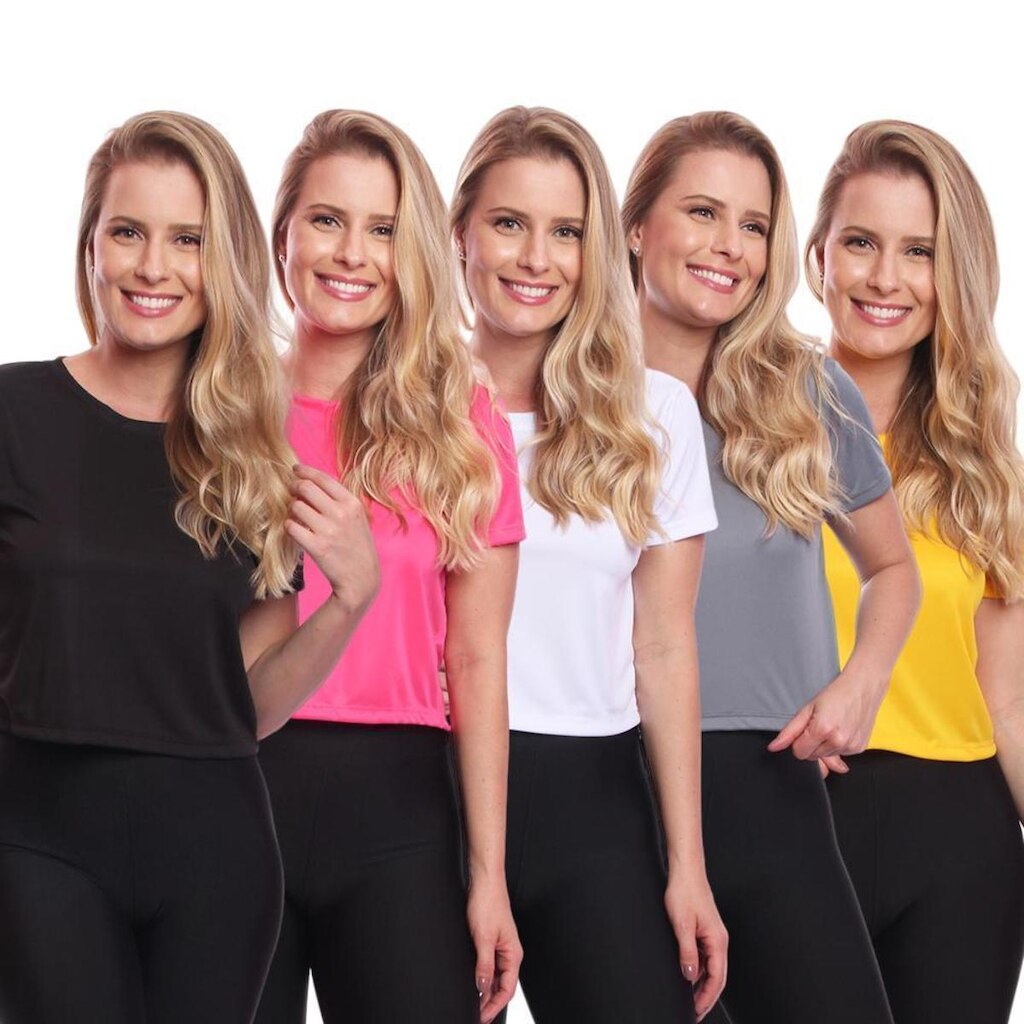 Kit 5 Blusas Via Basic Cropped Dry Academia Feminina