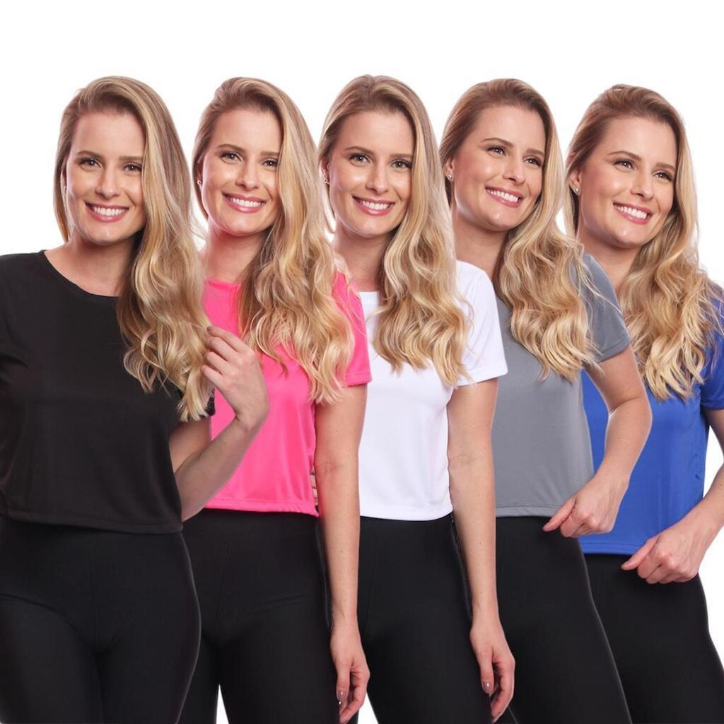 Kit 5 Blusas Via Basic Cropped Dry Academia Feminina