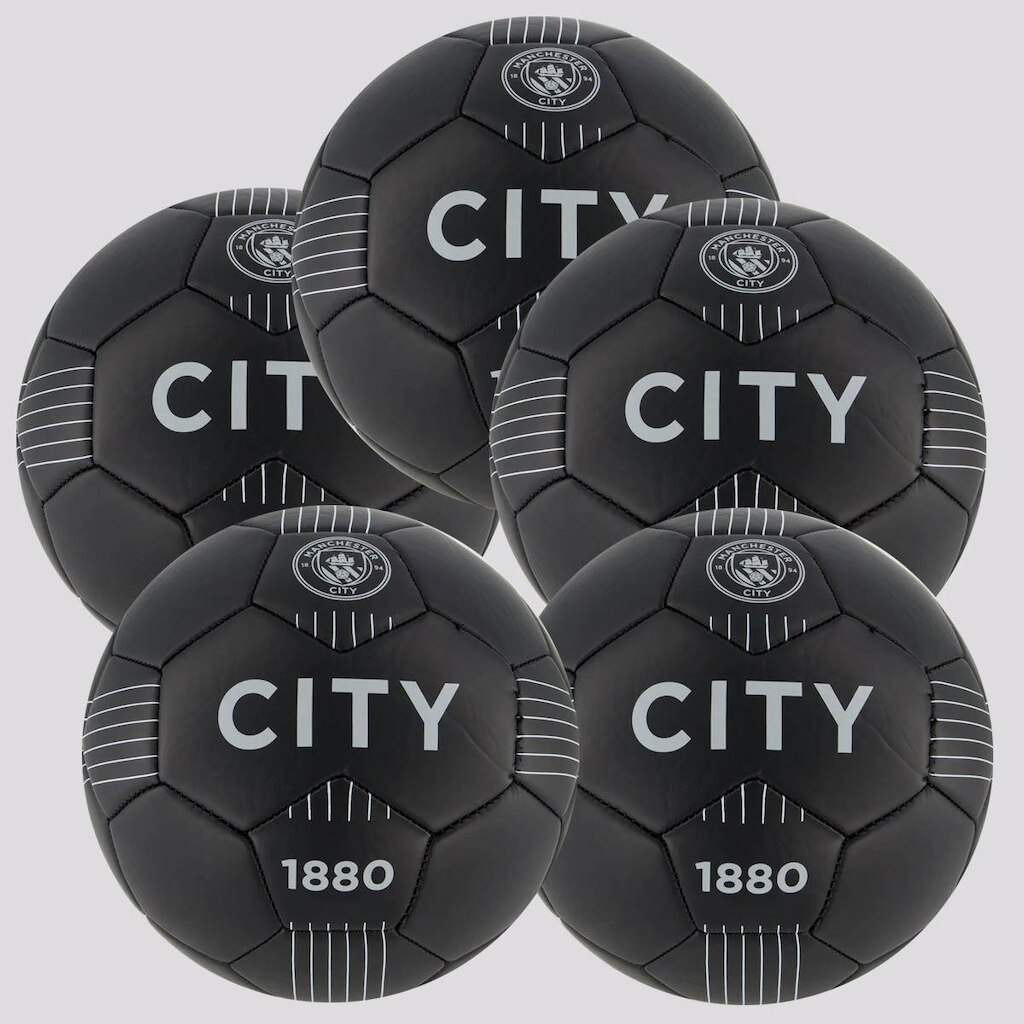Kit 5 Bolas Machester City Campo Preta