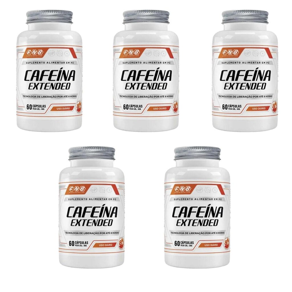 Kit 5 Cafeína Extended 5x60 cápsulas FNB Sport Nutrition