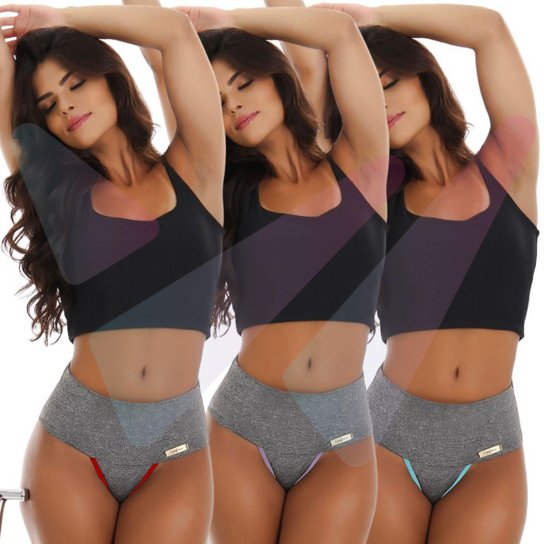 Kit 5 Calcinhas Femininas Lingerie Cintura Alta Cós Duplo Compressão Cinta Segura Barriga Wega - Colorido Menor preço em Kit 5 Calcinhas Femininas Lingerie Cintura Alta Cós Duplo Compressão Cinta Segura Barriga Wega - Colorido