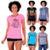 Kit 5 Camisa Babylook MXD Conceito Casual Fitness Cores Básicas e Estampas Diversas - Rosa+Preto