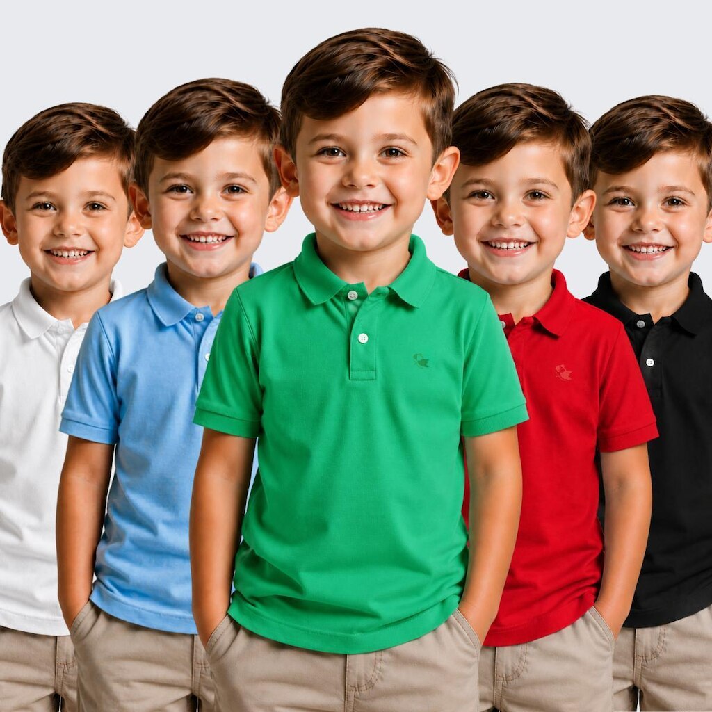 Kit 5 Camisa Polo Infantil Menino Manga Curta