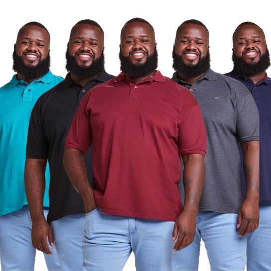 Kit 5 Camisa Polo Plus Size Masculina Piquet