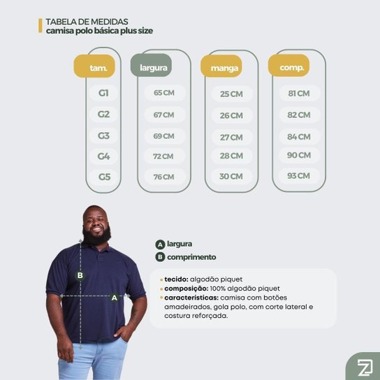 Kit 5 Camisa Polo Plus Size Masculina Piquet