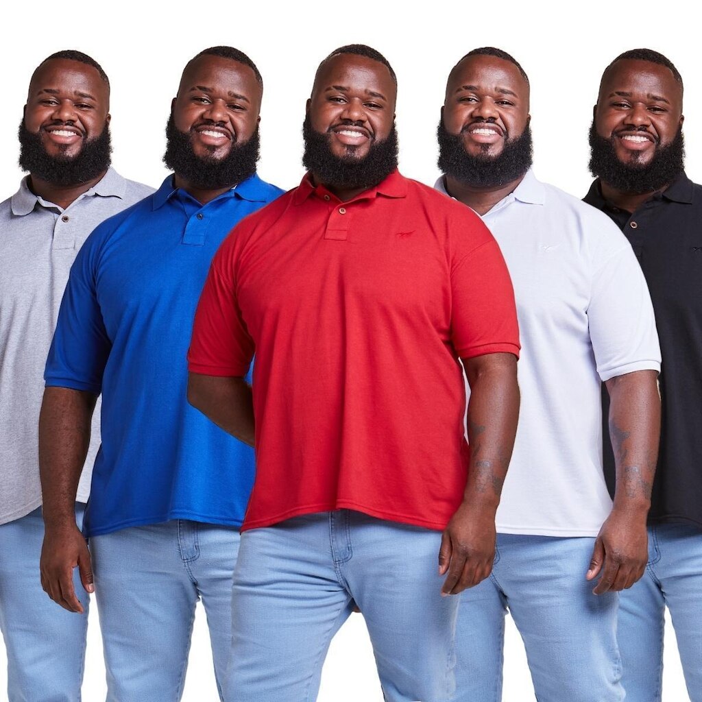 Kit 5 Camisa Polo Plus Size Masculina Piquet